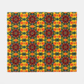 Floral Orange フリースブランケット (正面(横))