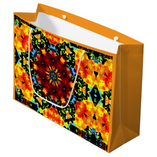 Floral Orange ラージペーパーバッグ (正面アングル)