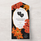 Floral Orange and Black Wedding オールインワン招待状 (内側)