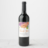 Floral Orange and PurpleThank You Wine Label  ワインラベル (正面)