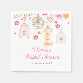 Floral Orange & Pink Bird Cages Bridal Shower スタンダードカクテルナプキン