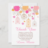 Floral Orange & Pink Bridal Shower Thank You Card サンキューカード (正面)