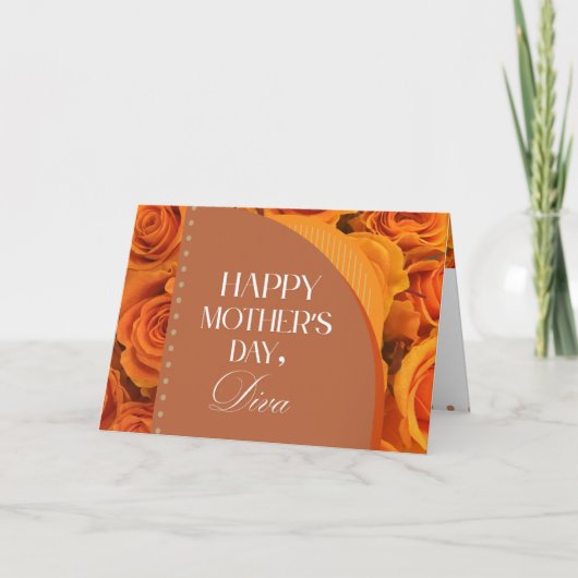 Floral Orange Yellow Mother's Day Diva Card サンキューカード (正面)