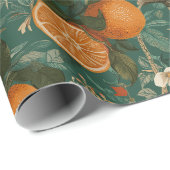 Floral Oranges Decorative Gift Wrapping Paper ラッピングペーパー (ロールコーナー)