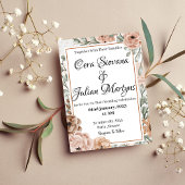 Floral orchid frame wedding invitation 招待状