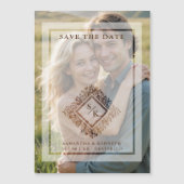 Floral Ornate Frame Diamond Shape Wedding Initials マグネット招待状 (正面)