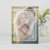 Floral Ornate Frame Diamond Shape Wedding Initials 招待状 (スタンド正面)