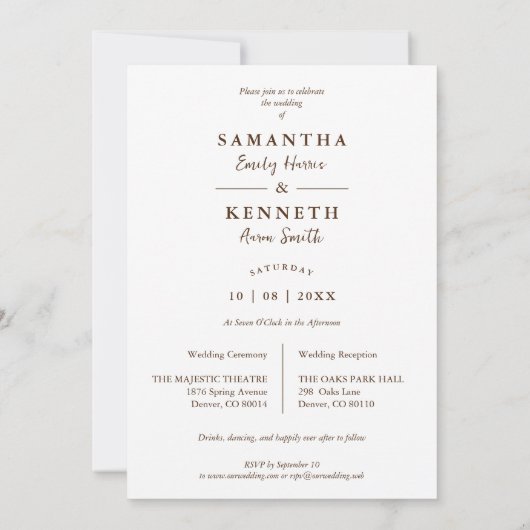 Floral Ornate Frame Diamond Shape Wedding Initials 招待状 (裏面)