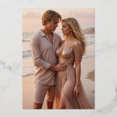 Floral Ornate Frame Diamond Shape Wedding Initials 箔招待状 (裏面)