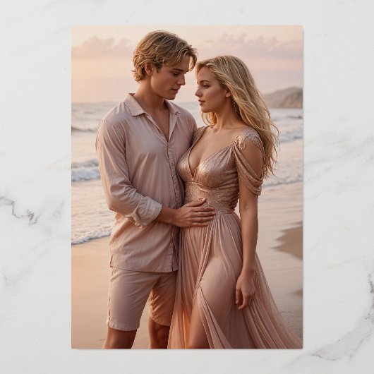 Floral Ornate Frame Diamond Shape Wedding Initials 箔招待状 (裏面)