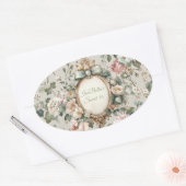 Floral Oval Stickers for Invitations & Favors 楕円形シール (封筒)