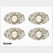 Floral Oval Stickers for Invitations & Favors 楕円形シール (シート)