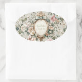 Floral Oval Stickers for Invitations & Favors 楕円形シール (バッグ)