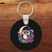 Floral Owl And Moon  キーホルダー (正面)