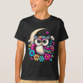 Floral Owl And Moon  Tシャツ (正面)