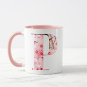Floral P Initial Mug | Personalized Name & Traits マグカップ (左)