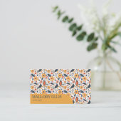Floral Paisley Orange Pattern | Hair stylist 名刺 (スタンド正面)