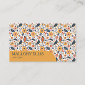 Floral Paisley Orange Pattern | Hair stylist 名刺 (正面)