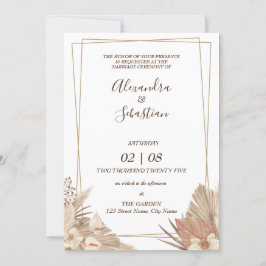 Floral Pampa Grass Wedding Invitation 招待状