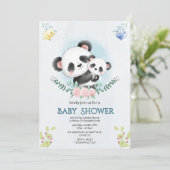  Floral  Panda Baby Shower Invitation 招待状 (スタンド正面)