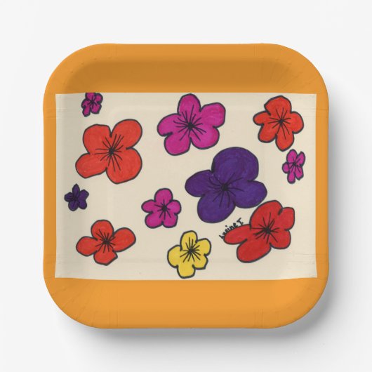 Floral paper plates ペーパープレート (正面)