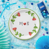 Floral Paper Plates – Red Flower Party Theme ペーパープレート (パーティー)