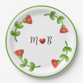 Floral Paper Plates – Red Flower Party Theme ペーパープレート