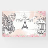 Floral Paris backdrop Happy Birthday banner 横断幕 (横)