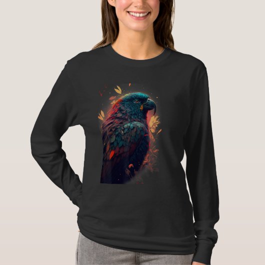Floral Parrot Colourful Scarlet Macaw parrot bird  Tシャツ (正面)