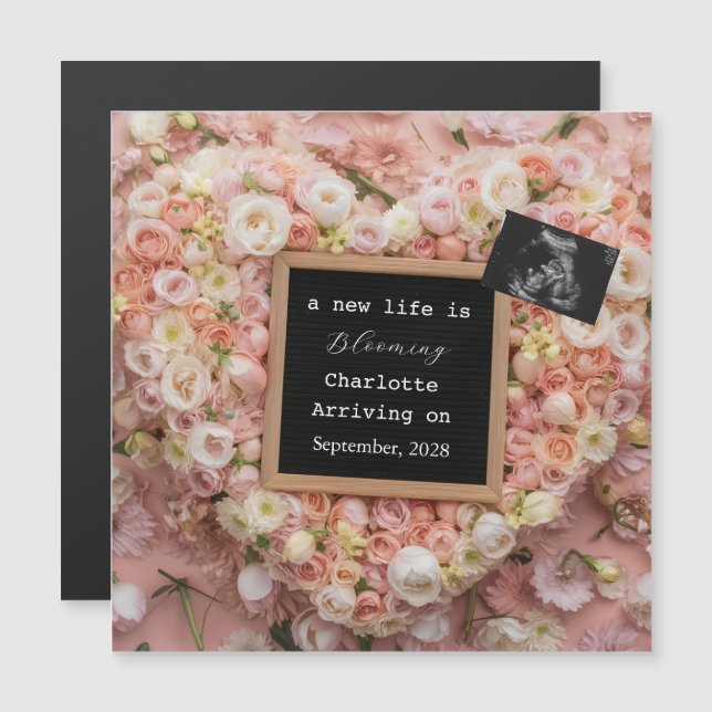 Floral Pastel Baby Reveal pregnancy announcement  (正面/裏面)