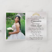 Floral - Pastel Blue Quinceanera Foil Invitation 箔グリーティングカード (内側レイダウン)