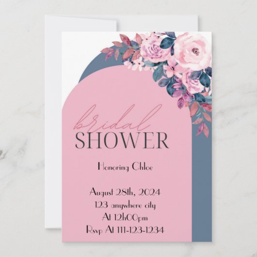 FLORAL PASTEL COLORS BRIDAL SHOWER INVITATION 招待状 (正面)