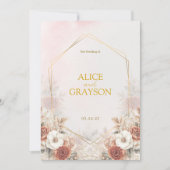 Floral Pastel Elegant Boho Watercolor Wedding 招待状 (正面)