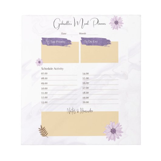Floral Pastel Good Life Planner & Checklist ノートパッド (正面)