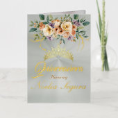 Floral - Pastel Green Quinceanera Foil Invitation 箔グリーティングカード (正面)