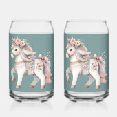 Floral Pastel Horse Fantasy Illustration ガラス缶 (正面)