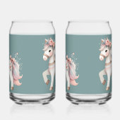 Floral Pastel Horse Fantasy Illustration ガラス缶 (左)