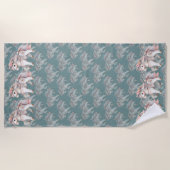 Floral Pastel Horse Fantasy Illustration ビーチタオル (正面)