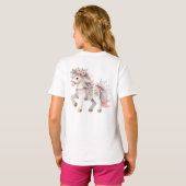 Floral Pastel Horse Fantasy Illustration Tシャツ (裏面フル)