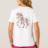 Floral Pastel Horse Fantasy Illustration Tシャツ (裏面)