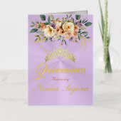 Floral - Pastel Lilac Quinceanera Foil Invitation 箔グリーティングカード (正面)