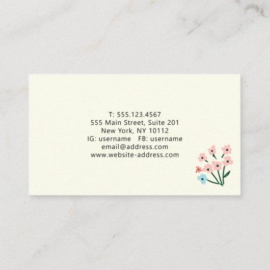 Floral Pastel Pink Blue Flowers Pattern 名刺 (裏面)