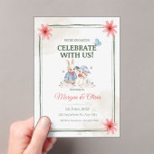 Floral Pastel Romantic Garden Engagement  アクリル招待状 (インサイチュ (ポータブル))