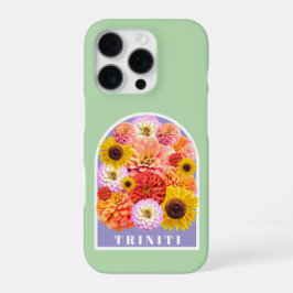 Floral Pastel Sage Green Custom Name Wildflowers iPhone 16 Proケース