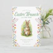 Floral Pastel Watercolor Bunny Easter Brunch 招待状 (スタンド正面)
