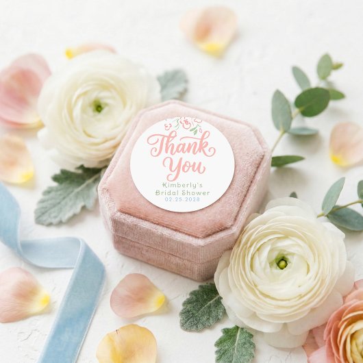 Floral Pastel Whimsical Bridal Shower Thank You  ラウンドシール