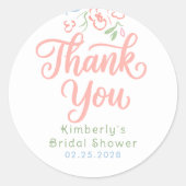 Floral Pastel Whimsical Bridal Shower Thank You  ラウンドシール (正面)