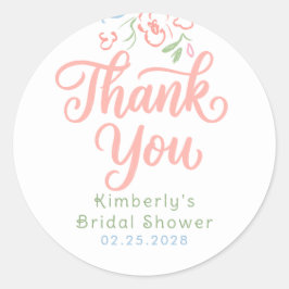Floral Pastel Whimsical Bridal Shower Thank You  ラウンドシール