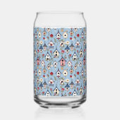 Floral Patchwork Birdhouses & Sky Blue Background ガラス缶 (裏面)