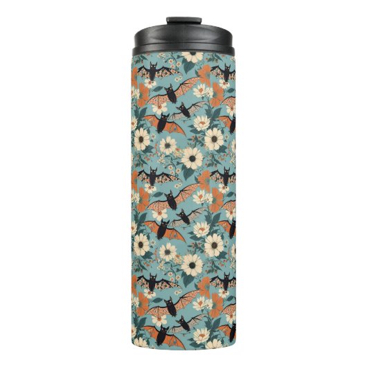 Floral Patchwork Halloween Bats & Flowers タンブラー (正面)